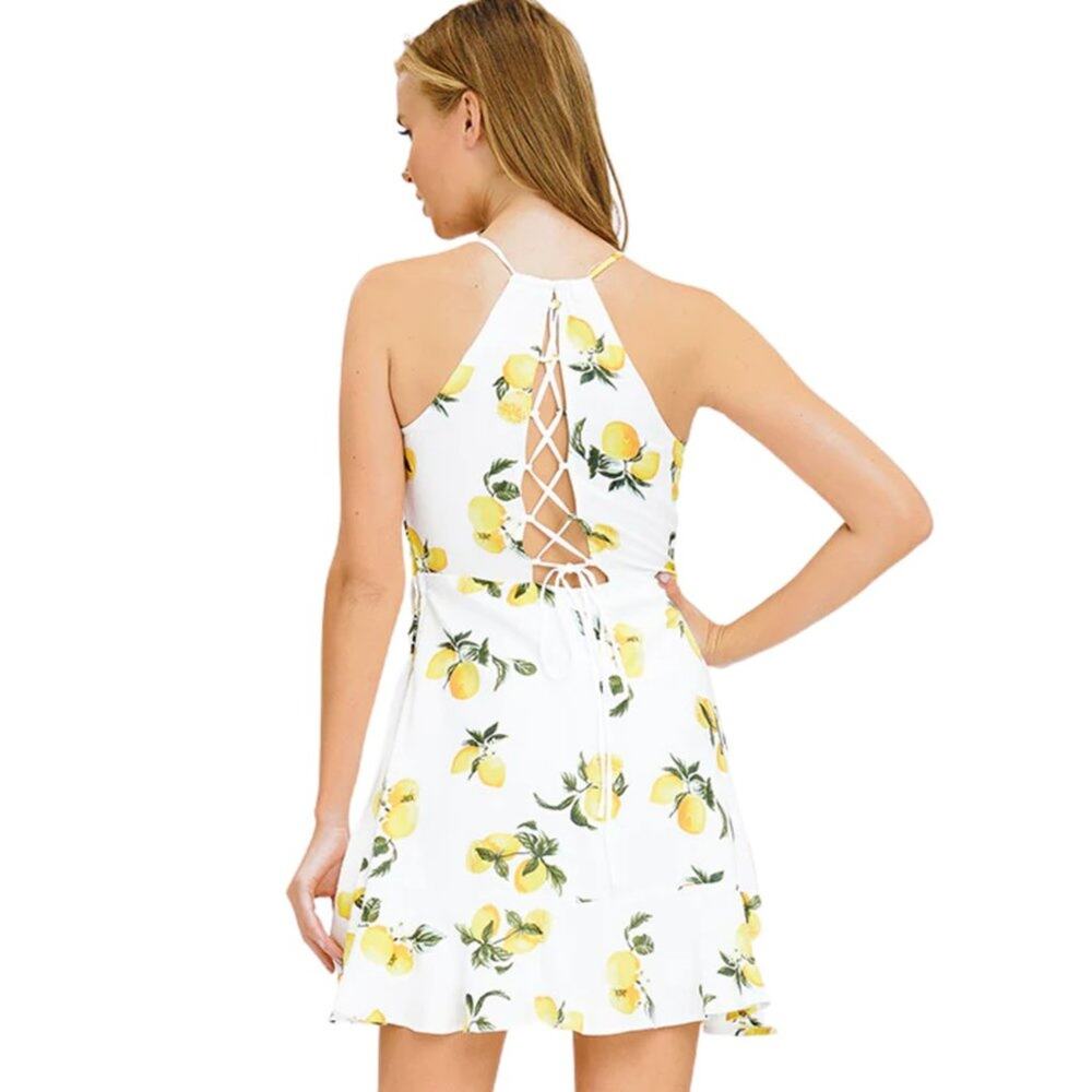 Anthro Gabi Lemon Print a line Dress EUC Size XS - Picture 2 of 3
